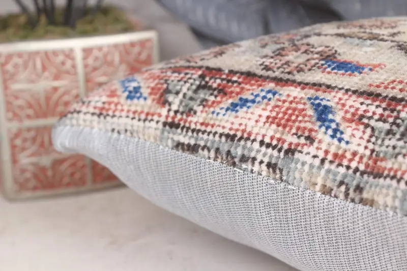 Yoga Cushion, Kilim Pillow Cover, Pillow Case, Vintage Kilim Throw Pillow, Comfy Throw Pillow, 12x12 Beige Pillow Case, Vintage Kilim Pillow - 7