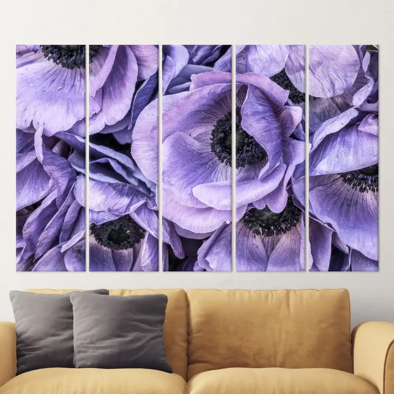 Anemone Wall Decor, Purple Canvas Wall Art, Flower Bouquet Print, Modern Wall Decor, Living Room Wall Art, Gift for Mother, Personalized Art - 5