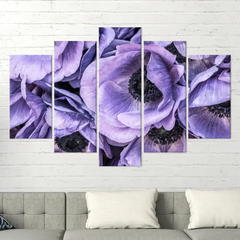 Anemone Wall Decor, Purple Canvas Wall Art, Flower Bouquet Print, Modern Wall Decor, Living Room Wall Art, Gift for Mother, Personalized Art - 4