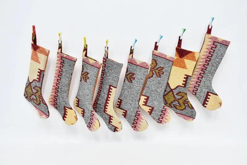 Festive Christmas Ornaments Pattern, 8 Inch Wide Christmas Stocking