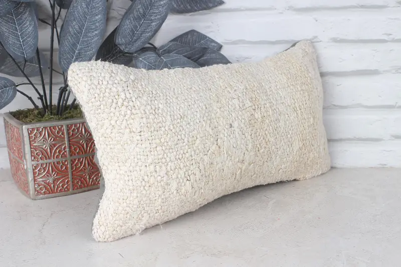 Turkish Pillow, Pillow Cover, Vintage Kilim Throw Pillow, Ottoman Pillow Cover, Turkish Kilim Pillow, 8x16 Beige Cushion Cover - 4