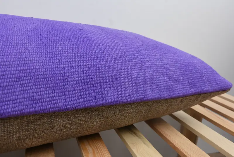 Cushion Cover, Kilim Rug Pillow, Handmade Kilim Cushion, Gift Pillow, Aesthetic Cushion, Yoga Cushion Case, Boho Pillow, 16x48 Purple Cushion Case - 7