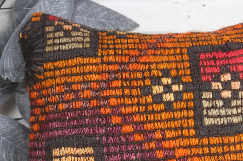 Gift Pillow, Aztec Pillow, 12x12 Orange Pillow, Kilim Pillow, Neutral Cushion Cover, Pillow Case, Customized Pillow Case, Vintage Pillow - 2