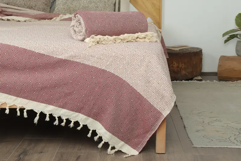 Monogram Blanket, Throw Blankets for Couch, Boho Throw Blankets, Decorative Bedspread, Woven Throw Blanket, 104x80 Cotton Diamond Towel - 7