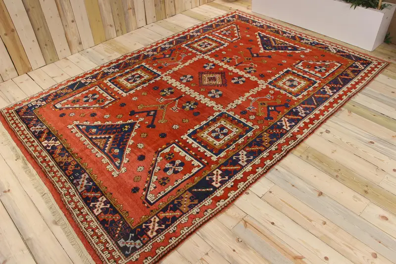 Alfombra Oushak de 6,5x9,8 pies, alfombra turca vintage, alfombra floral azul rojo - 1