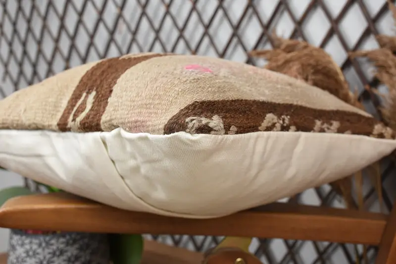 Pillow for Sofa, Vintage Pillow, Vintage Kilim Pillow Cushion Case, Outdoor Patio Pillow, 14x14 Beige Pillow Sham, Pillow Sham, Boho Pillow - 6