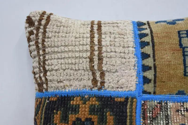 Boho Throw Pillow, 16x16 Blue Pillow, Ottoman Cushion Cover, Boho Pillow, Pillow Sham, Turkish Pillow, Vintage Pillow, Armchair Cushion Case - 2