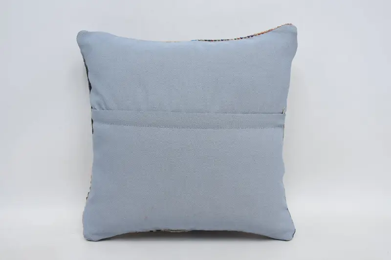Boho Throw Pillow, 16x16 Blue Pillow, Ottoman Cushion Cover, Boho Pillow, Pillow Sham, Turkish Pillow, Vintage Pillow, Armchair Cushion Case - 6