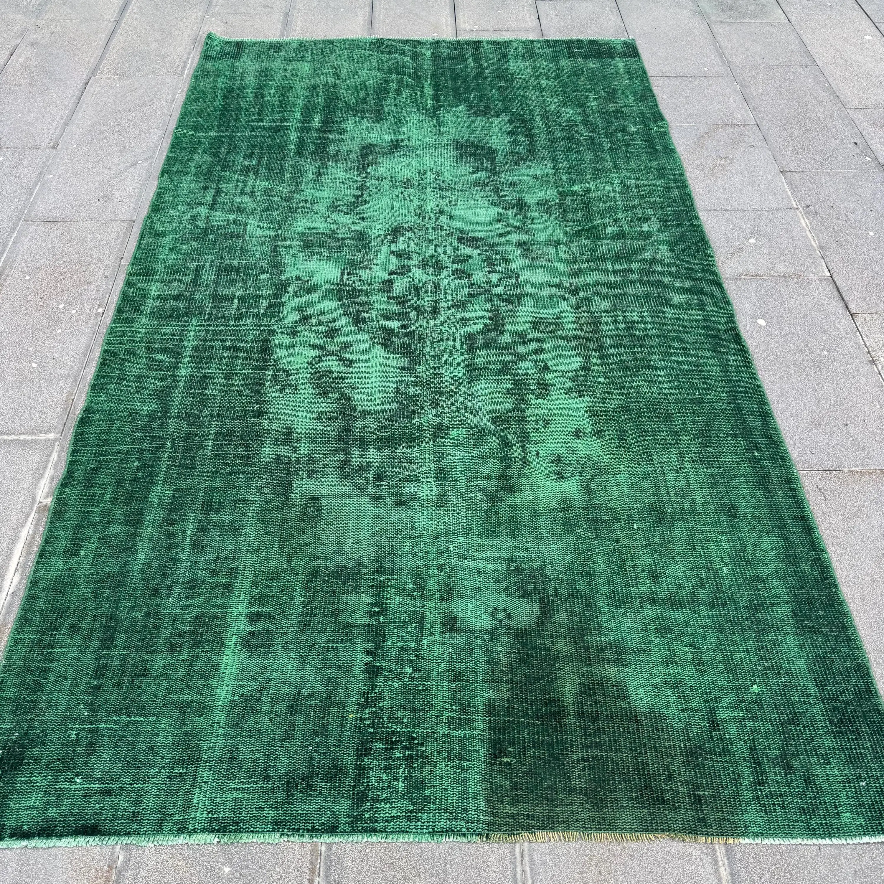 Halı, 4.9x8.5 ft Türk Halısı, Yeşil Kamuflaj Halı Yün - 1