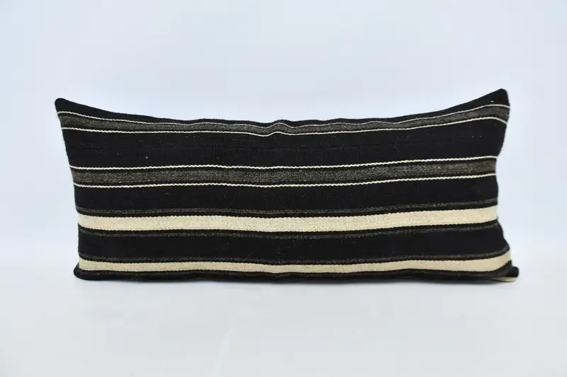 Comfy Throw Cushion, Vintage Pillow, Meditation Pillow Case, 16x36 Brown Pillow Cover, Pillow Case, Turkish Kilim Pillow, Home Decor Pillow - 1