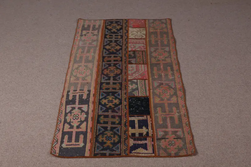 Alfombra floral roja y azul, decoración elegante de 2,3x4,5 pies