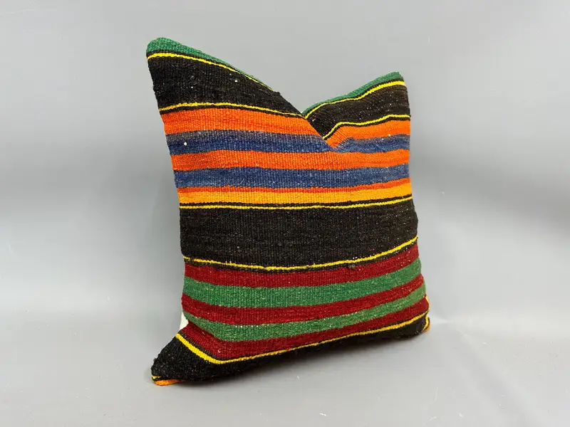 Southwestern Cushion Case, Ethnic Throw Cushion, Kilim Pillow, Turkish Pillow, Pillow Sham, 20x20 Green Pillow Sham, Vintage Pillow - 2