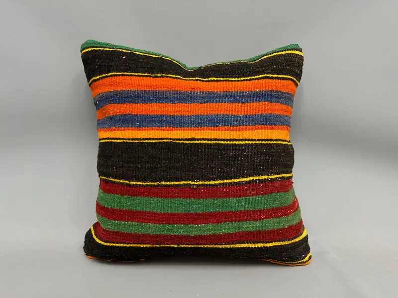 Southwestern Cushion Case, Ethnic Throw Cushion, Kilim Pillow, Turkish Pillow, Pillow Sham, 20x20 Green Pillow Sham, Vintage Pillow - 4