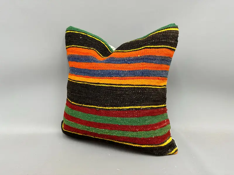 Southwestern Cushion Case, Ethnic Throw Cushion, Kilim Pillow, Turkish Pillow, Pillow Sham, 20x20 Green Pillow Sham, Vintage Pillow - 3