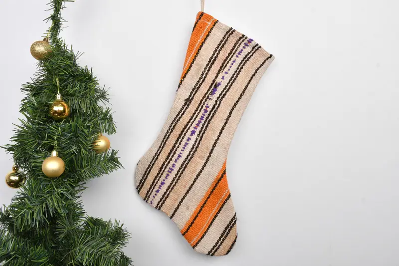 Noel Süsleri Deseni, 7 İnç Geniş Tatil Çorabı