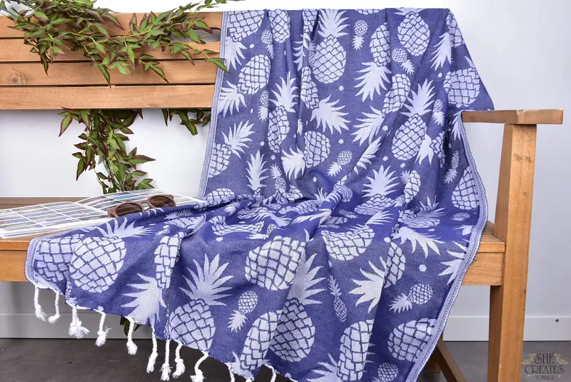 70x36 Cotton Pineapple Design Towel, Valentines Day Gift For Him, Bridal Shower Favors, Girls Weekend Favors, Summer Gift, Handmade Gift - 3