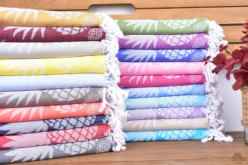 70x36 Cotton Pineapple Design Towel, Valentines Day Gift For Him, Bridal Shower Favors, Girls Weekend Favors, Summer Gift, Handmade Gift - 1