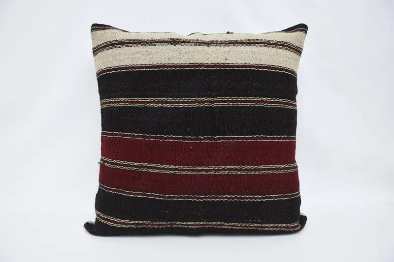 Home Decor Throw Moroccan Pillow Cover, 28x28 inch Striped Brown Cushion - 1