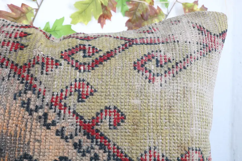 Gift Pillow, Pillow, Boho Pillow Sham Cover, Vintage Kilim Pillow, Outdoor Bolster Pillow Cover, 24x24 Yellow Pillow Cover - 6