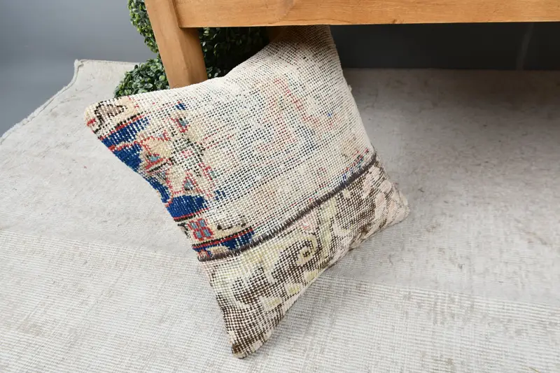 Armchair Pillow Sham, 16x16 Blue Cushion Case, Interior Designer Pillow, Cushion, Kilim Pillow Cover, Authentic Cushion, Antique Pillows - 7