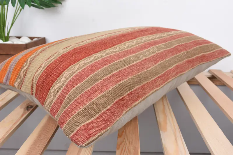 Garden Pillow, Boho Pillow Sham Cover, Living Room Throw Pillow, Pillow, Gift Pillow, Vintage Pillow, 16x24 Red Pillow Case - 6