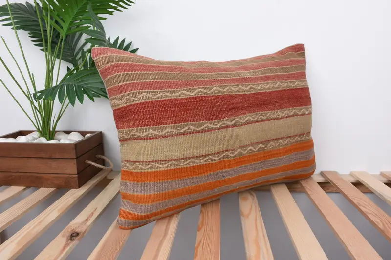 Garden Pillow, Boho Pillow Sham Cover, Living Room Throw Pillow, Pillow, Gift Pillow, Vintage Pillow, 16x24 Red Pillow Case - 4