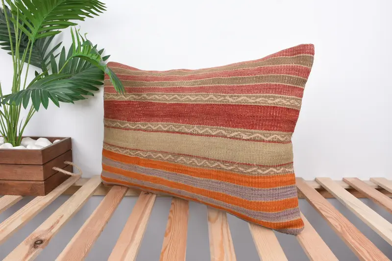 Garden Pillow, Boho Pillow Sham Cover, Living Room Throw Pillow, Pillow, Gift Pillow, Vintage Pillow, 16x24 Red Pillow Case - 5
