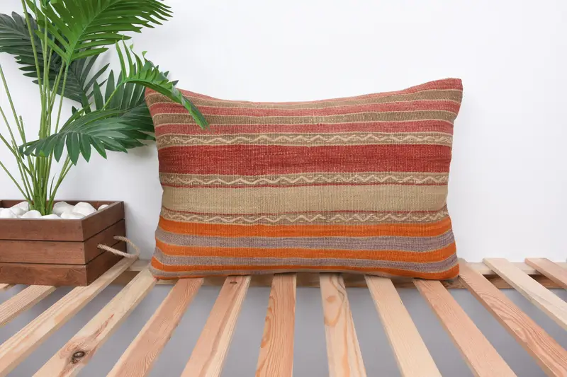 Garden Pillow, Boho Pillow Sham Cover, Living Room Throw Pillow, Pillow, Gift Pillow, Vintage Pillow, 16x24 Red Pillow Case - 1