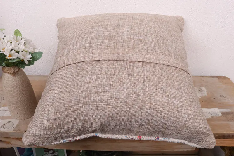 Ethnical Kilim Rug Pillow, Designer Throw Pillow, Cushion Case, Pillow for Sofa, 16x16 White Pillow, Boho Pillow Sham Cover, Southwestern Cushion - 7