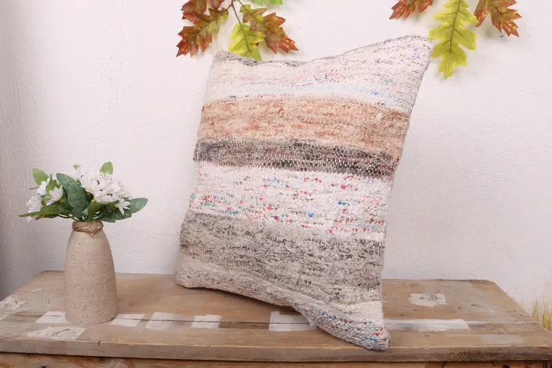 Ethnical Kilim Rug Pillow, Designer Throw Pillow, Cushion Case, Pillow for Sofa, 16x16 White Pillow, Boho Pillow Sham Cover, Southwestern Cushion - 4