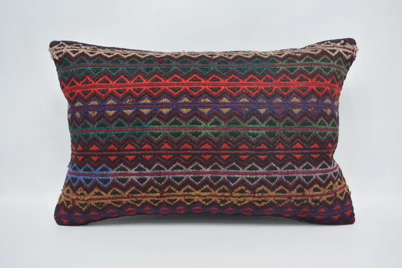 Pillow, 16x24 Red Cushion Case, Pillow for Sofa, Kilim Cushion Sham, Turkish Pillow, Oriental Pillow, Cozy Throw Cushion Case - 1