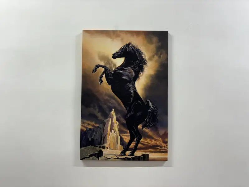 Black Stallion, Black Horse Wall Art, Horse Canvas, Stallion Wall Art, Horse Canvas Wall Decor, Horse Lover Gift, Man Cave Wall Art, - 4
