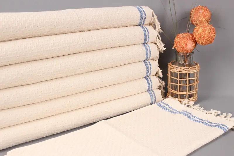 Personalized Turkish Hand Towel, Sax Blue Striped, 18x38 Inches