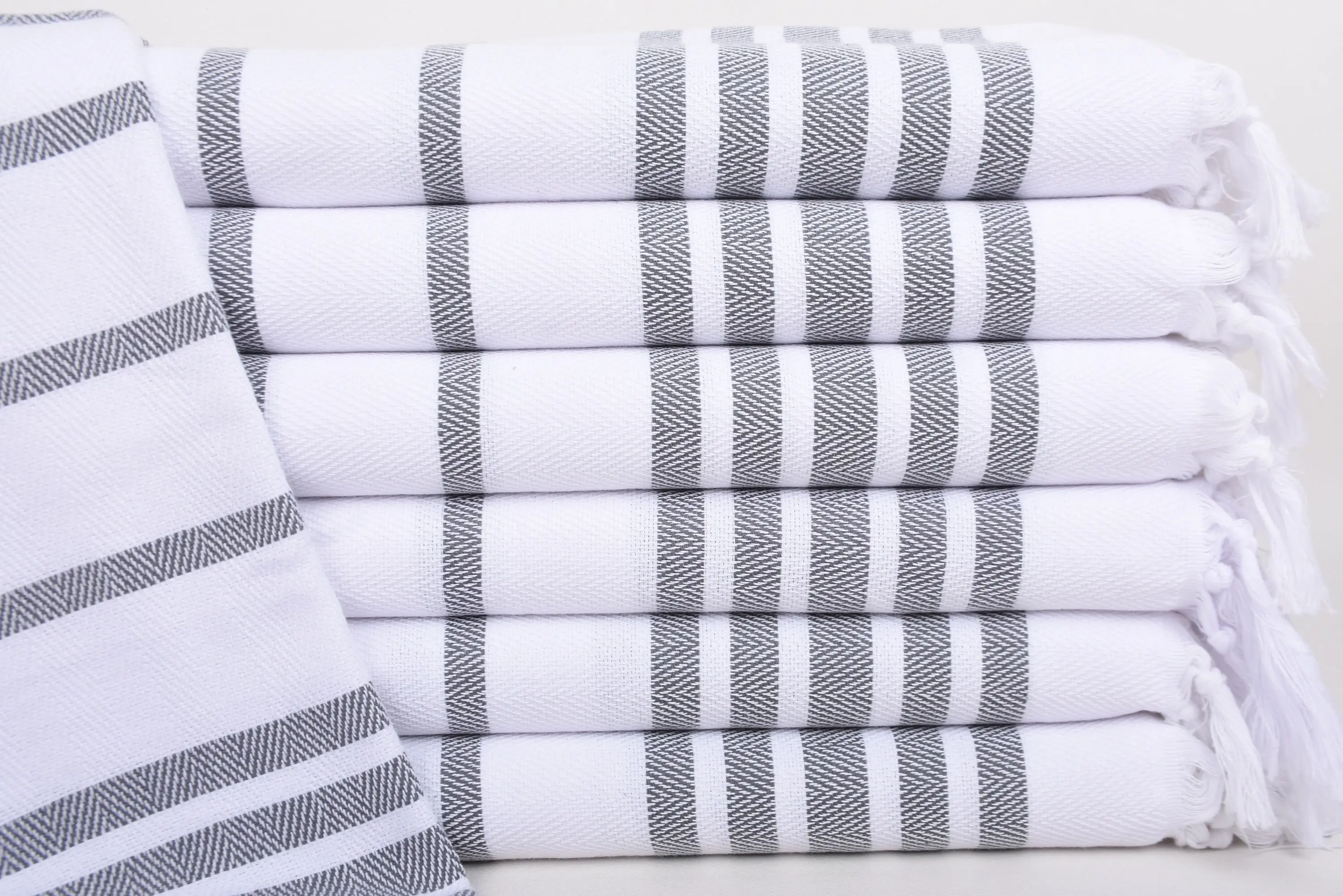 Personalized Kitchen Towel Gray Herringbone Dish Towel, 36x18 Inches - 1