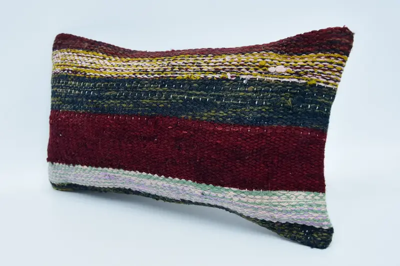 Turkish Kilim Pillow, Decorative Throw Pillow Case, Pillow Case, Decorative Bolster Pillow Sham, Gift Pillow, 8x16 Blue Cushion, Kilim Pillow - 4