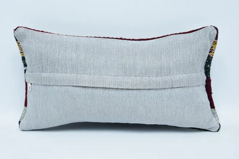 Turkish Kilim Pillow, Decorative Throw Pillow Case, Pillow Case, Decorative Bolster Pillow Sham, Gift Pillow, 8x16 Blue Cushion, Kilim Pillow - 6