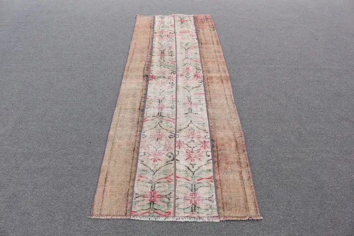 Vintage 2,8x7,9 ft Teppich, türkischer Teppich, brauner Ombré-Wollteppich - 1
