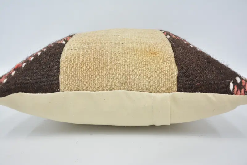 Bolster Throw Pillow Cover, Yoga Pillow Case, 16x16 Beige Pillow Cover, Interior Designer Pillow, Cushion Cover, Handmade Kilim Cushion, Boho Pillow - 5