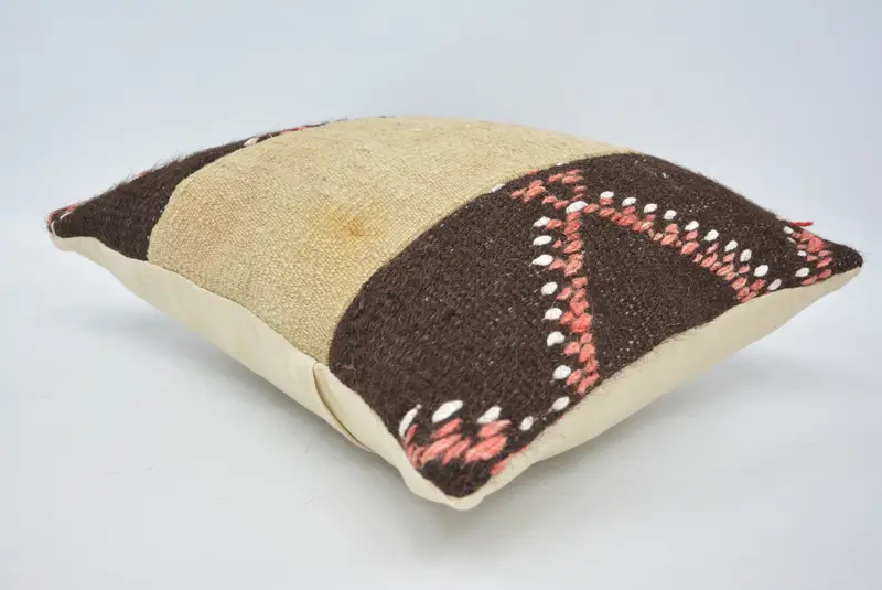 Bolster Throw Pillow Cover, Yoga Pillow Case, 16x16 Beige Pillow Cover, Interior Designer Pillow, Cushion Cover, Handmade Kilim Cushion, Boho Pillow - 6