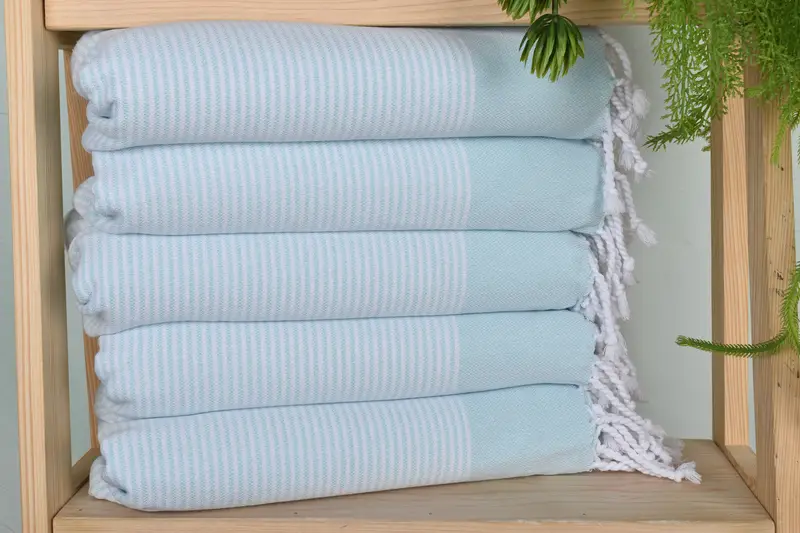 Monogrammed Hand Towel Striped Tea Towel Mint Cotton 18x40 Inches