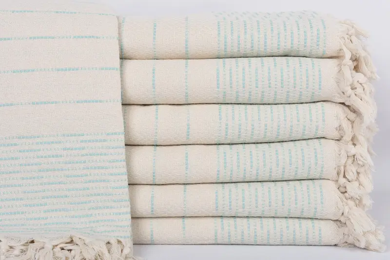 Turkish Bedcover, Monogram Blanket, 98x92 Cotton Striped Design Towel, Wedding Favors, Throw Blanket, Wedding Anniversary Gift, Christmas Favors - 1