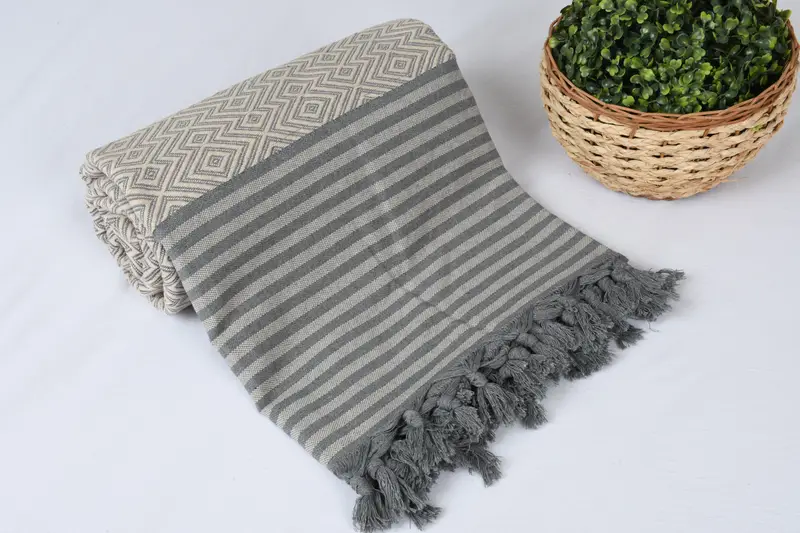 Woven Throw Blanket, Turkish Bedcover, Maid Of Honor Gift, Bachelorette Gifts, Personalized Gifts, Halloween Blanket, 104x80 Cotton Diamond Towel - 4