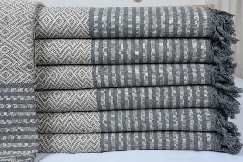 Woven Throw Blanket, Turkish Bedcover, Maid Of Honor Gift, Bachelorette Gifts, Personalized Gifts, Halloween Blanket, 104x80 Cotton Diamond Towel - 1