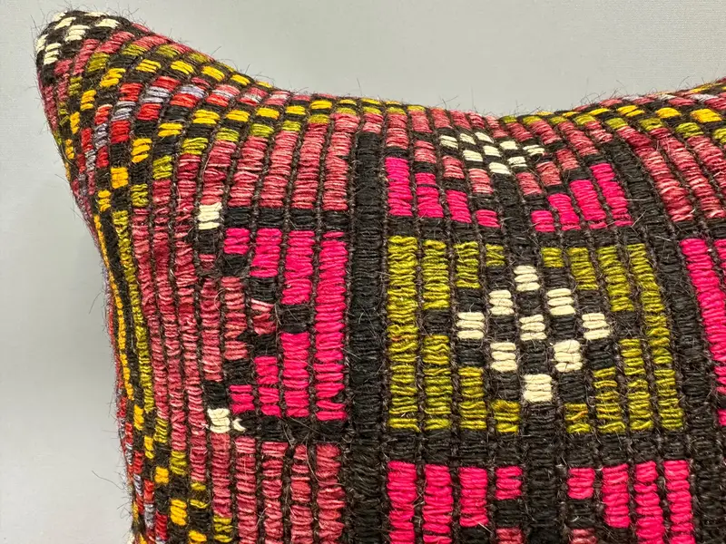 Oriental Pillow, Toss Cushion, Kilim Pillow, Cushion Cover, 18x18 Pink Pillow, Kilim Pillow Cover, Boho Pillow Sham Cover - 5