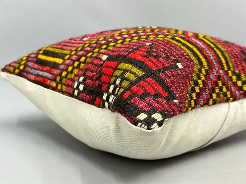Oriental Pillow, Toss Cushion, Kilim Pillow, Cushion Cover, 18x18 Pink Pillow, Kilim Pillow Cover, Boho Pillow Sham Cover - 6