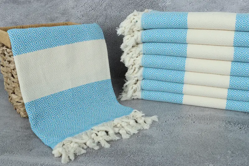 70x40 Cotton Diamond Towel, Summer Gift, Luxury Turkish peshtemal beach towel, Bridesmaid Gifts, Best Friend Gift Ideas, Organic Turkish towel - 3