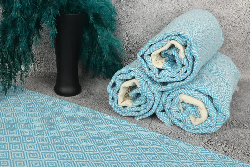 70x40 Cotton Diamond Towel, Summer Gift, Luxury Turkish peshtemal beach towel, Bridesmaid Gifts, Best Friend Gift Ideas, Organic Turkish towel - 8