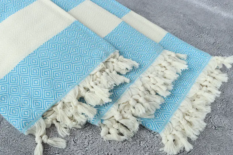 70x40 Cotton Diamond Towel, Summer Gift, Luxury Turkish peshtemal beach towel, Bridesmaid Gifts, Best Friend Gift Ideas, Organic Turkish towel - 5