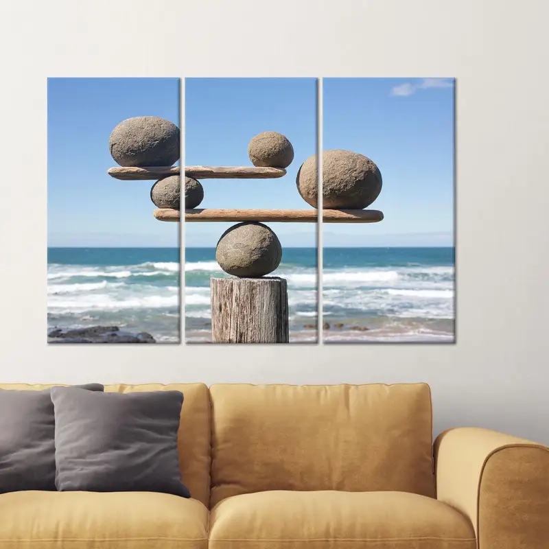 Modern Meditation Stones Balance Office Canvas Print - Elegant Decor