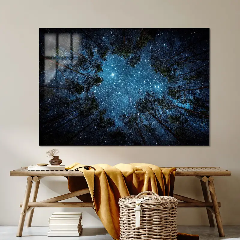 Büyüleyici Orman Gece Görünümü Baskılı Kanvas - Doğanın Huzuru